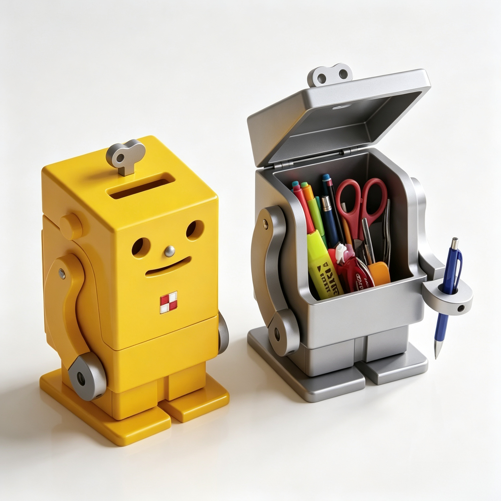 Mechanical 3D Printed Custom Robot Shaped  Dual Storage  Office Pen Holder