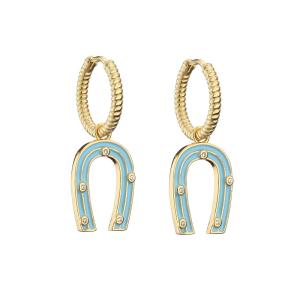O esmalte U dá forma a brincos chapeados da aro do OEM dos brincos do ouro ouro