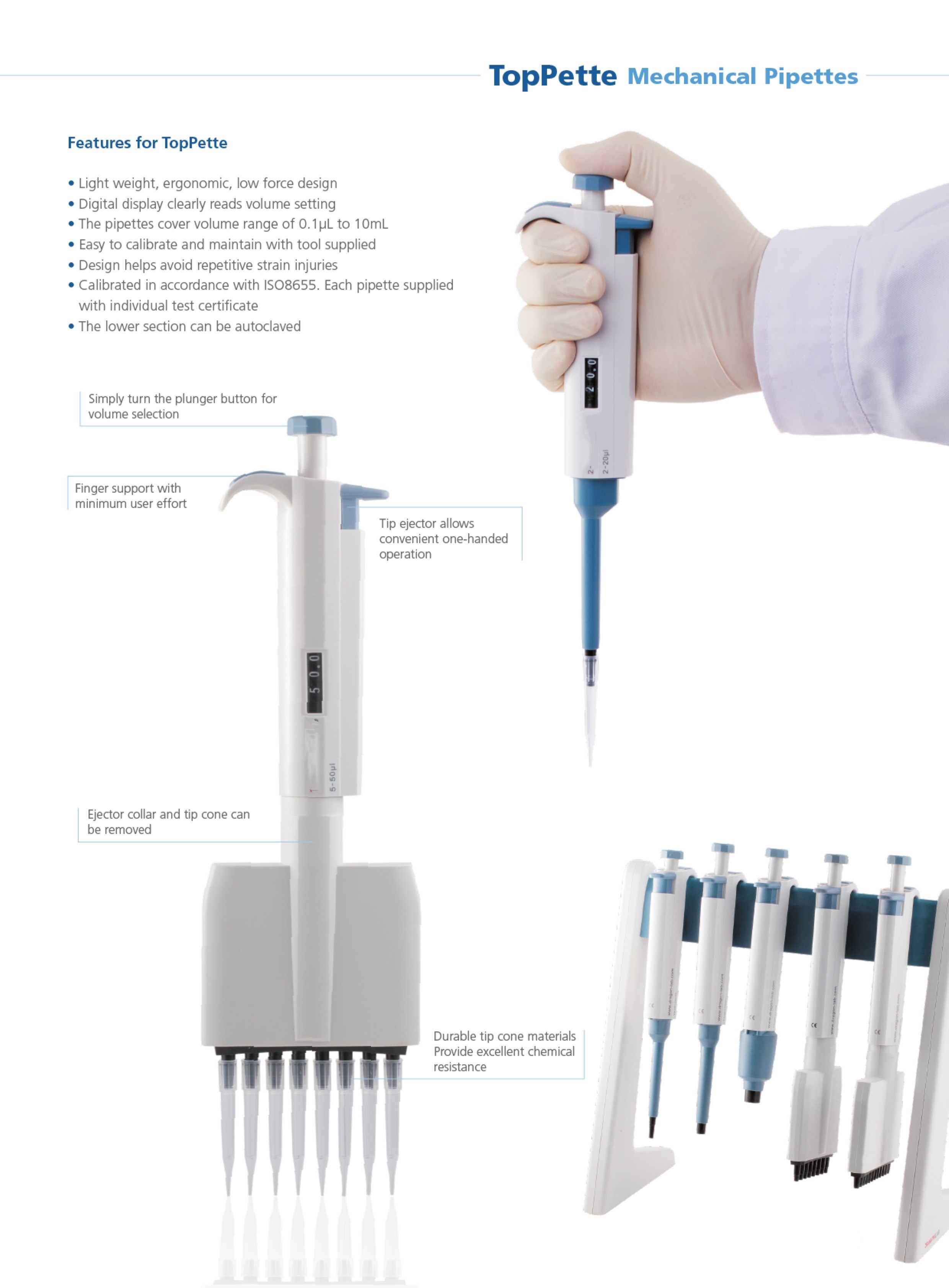 Laboratory Adjustable 0.1ul-5000ul Digital Liquid Moving Transfer Micropipette Lab Single Channel Adjusted Volume Pipettes
