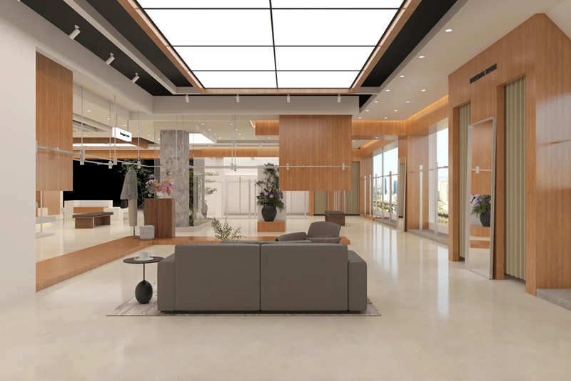 Bright Light Oak Ladies Business Casual Wear Shop Layout Design