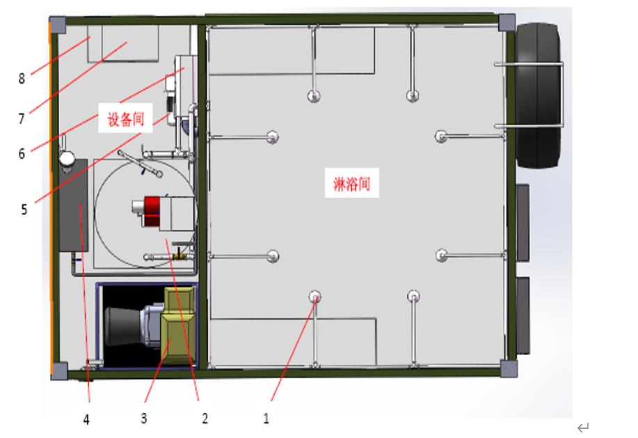 90km/H Semi Tractor Trailer Mobile Shower Trailer 1120L/H