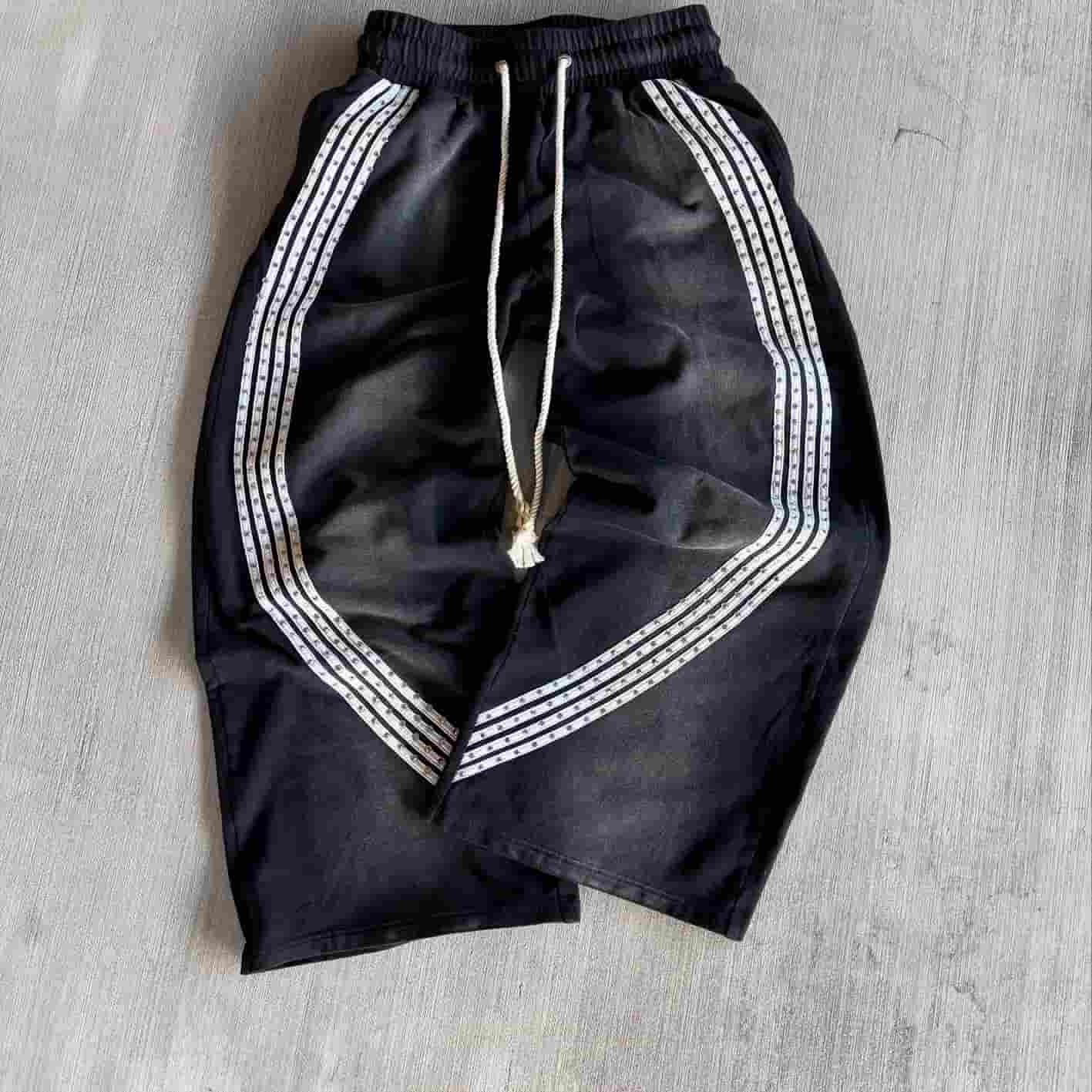 Custom Vintage Acid Wash Side Stripe Wide Leg Sweatpants for Men