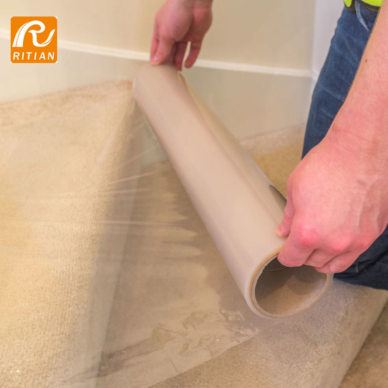 70 Micron UV Resistant Carpet Protection Film with Rubber-based Adhesive for Temporary Surface Shielding
