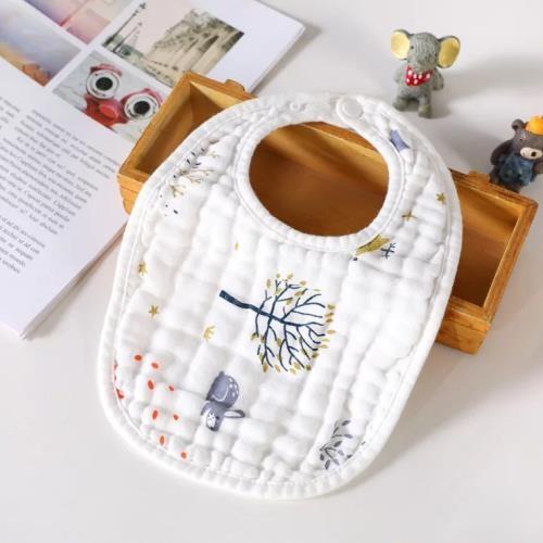 Various Color Muslin Baby Bibs Snap Closure Silk Screen Printing No Fading
