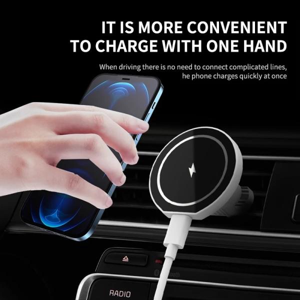 Car Vent 15w Magnetic Wireless Charger Magsafe Stand Automatic Clamping