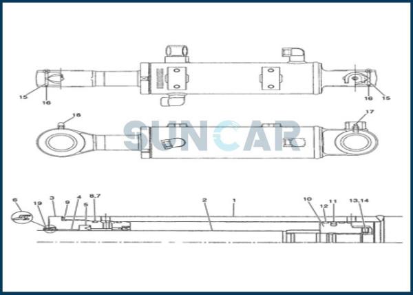 EXEMPLO CX36 de Kit For do reparo do selo do cilindro de lâmina da escavadora PX01V00033R300