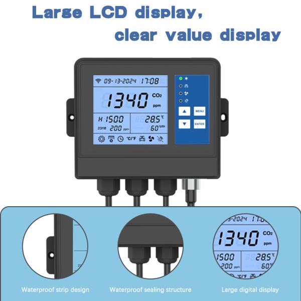 Digital Carbon Dioxide Co2 Ppm Controller Monitor For Growth Tent Greenhouse