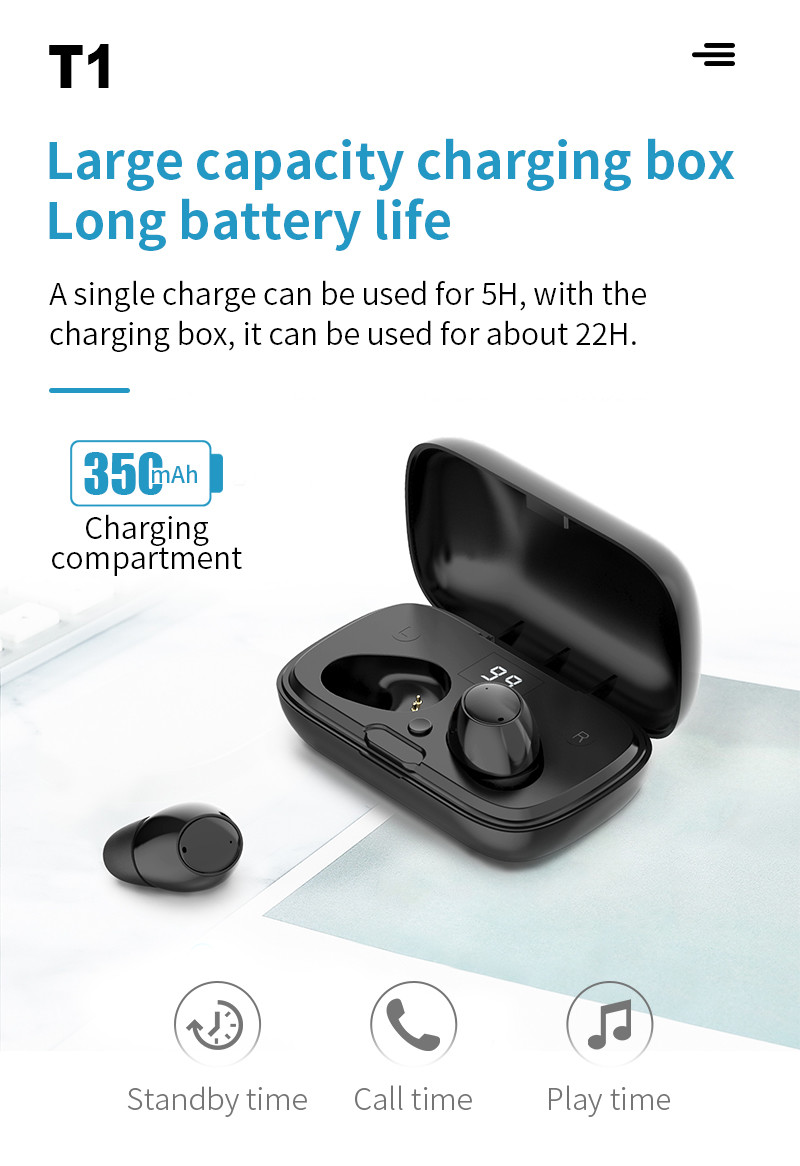 120H 2 в 1 двойном беспроводном Earbuds, пластиковом мини радиотелеграфе Earbuds Bluetooth 5,0