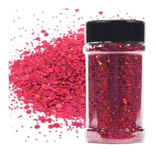 1 Color Holographic Chunky Glitter 2oz 3oz Bottle Packing Tumbler Glitter Mixing Chunky Glitter for Die Cutting Printing