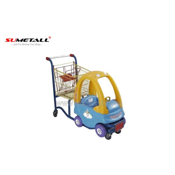 Customized Funny Supermarket Shopping Trolley With Kids Play Plastic Cab