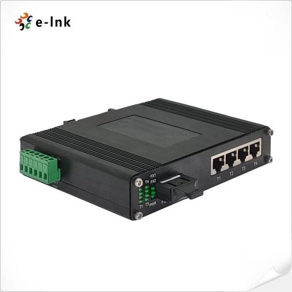 Commutateur Ethernet rapide industriel à 4 ports + 1 port fibre optique -40~80°C, montage sur rail DIN