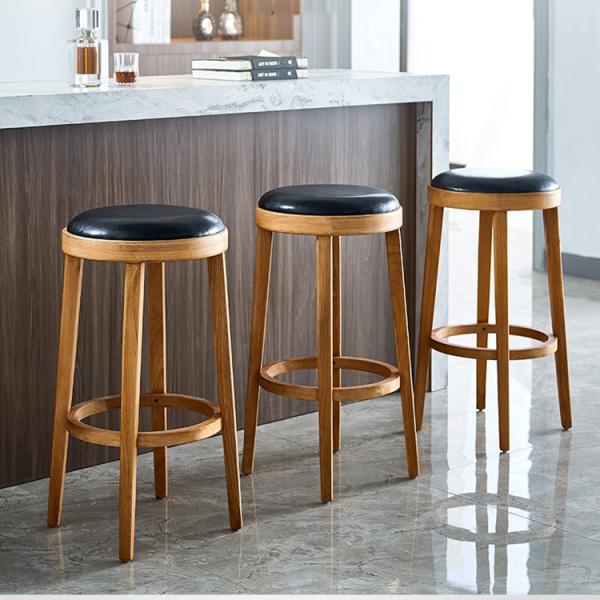 Cheap Factory Price Leather Upholstery Wooden Bar Counter Stools
