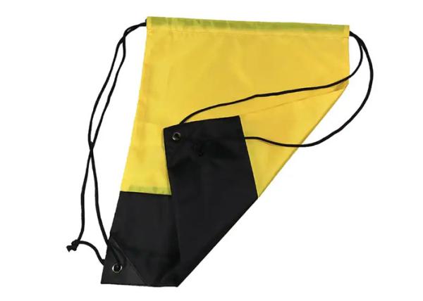 Black Yellow Small Cinch Sack 210D Poly Drawstring Cinch Sack