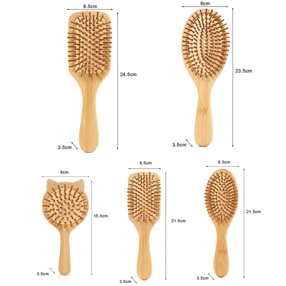Eco Friendly Biodegradable Bamboo Hair Brush With Wide Tooth Scalp Massage Comb