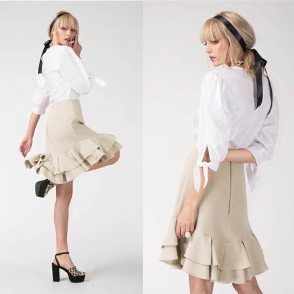 Flounce Design Mini Skirt for Women with Customized Size and Polyester Blend Fabric