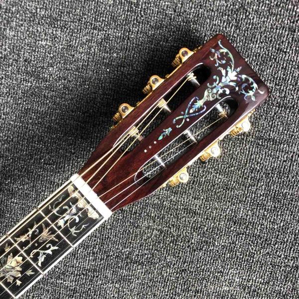 Custom 39 Inch Round Corner 6 Xuan OOO45S Spruce Korean Pine Panel Rosewood Ebony Fingerboard Abalone Shell Inlay Edge A