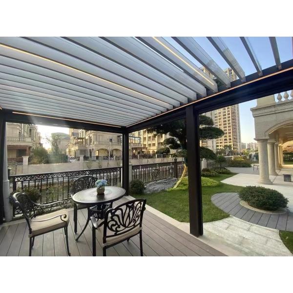 Роскошная наружная водонепроницаемая солнцезащитная крыша Моторизованная беседка