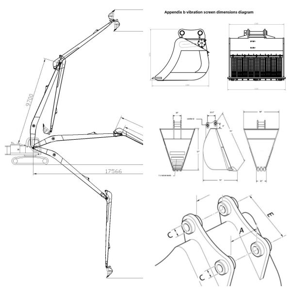 Excavator Long Reach Boom For EC210B 20 Tons  Excavator With GP Bucket And Bucket Cylinder Oil Hose Of Break Hammer China Factory Directly Sale 