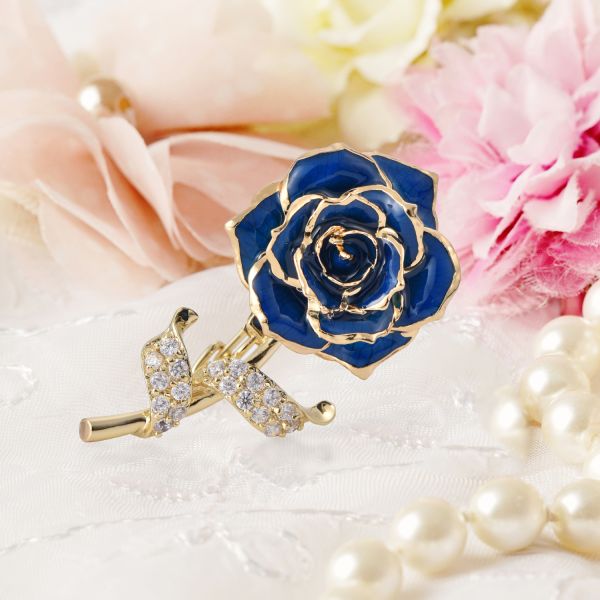 24k Gold Plated Rose Factory Wholesale Adorable Girls Rose Brooch Gold Dipped Rose Fashion