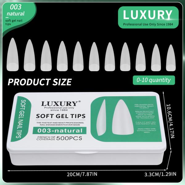 Soft Gel Nail Tips 500PCS/Box Natural Acrylic Nails Press on Nails for Nail Art Design Manicure Tools