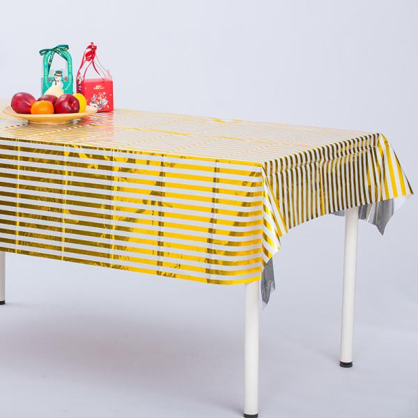 Waterproof CPP Gold Plastic Tablecloth Rectangular Plastic Table Covers