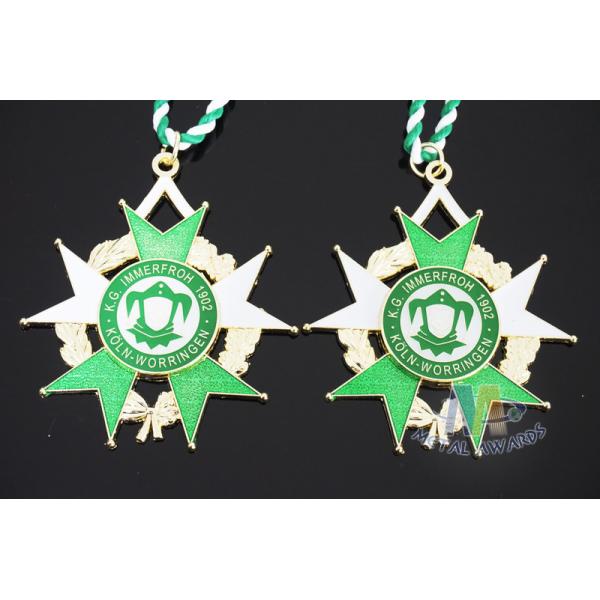 Gold Belgium Carnival Celebration Metal Award Medals Badge , Zinc Alloy Sports Medals