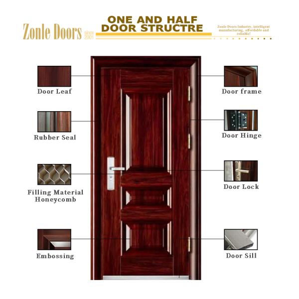 2024 Factory Price 48 Inch Wood Grain Security Door Metal Exterior Steel Main Door Design Residential with Smart Lock