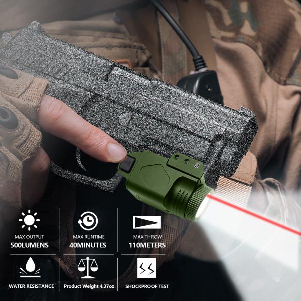 Красный электрофонарь видимости лазера корокоствольного оружия IPX4 комбинированный с тактическим люменом 500
