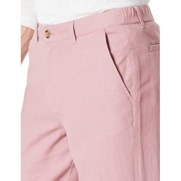 Solid Color Straight Leg Mens Casual Linen Pants Flat Bottom Hem Trousers