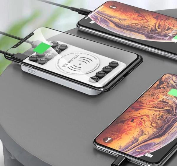 Wireless Portable power bank with Qi, sucktion 10,000mah, 5W for iPhone,Samsung