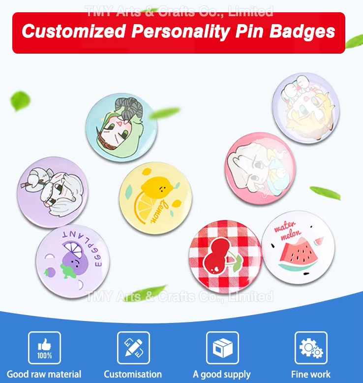 Magnetic Button Badges Custom Printing Tin Round/Square Badges And Pins With Logo