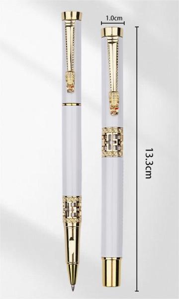 Chinese Style Metal Business Stationery Set Hollow Out Dragon Head Roller Ball Pen