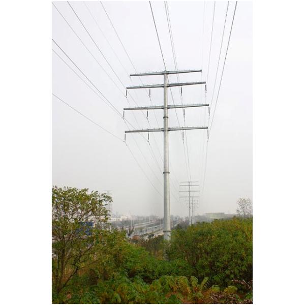 Outdoor 10KV HDG Steel Tubular Pole with Overhead Pole Line Hardware , AWS D1.1 standard
