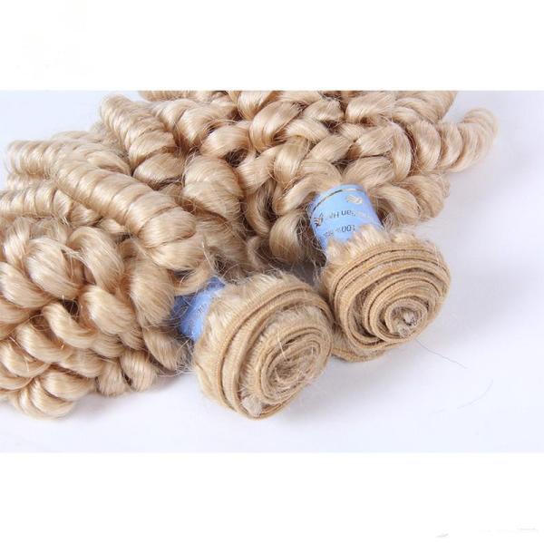 Blonde Aunty Funmi Human Hair Extensions  #613 Platinum Blonde Virgin Russian Romance Curls Funmi Human Hair Weave