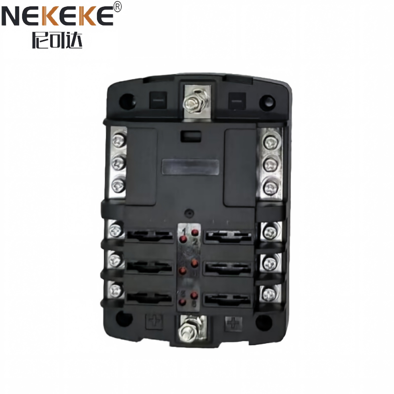 6 Way Blade Fuse Holder Negative Bolck Box With LED Light Screw Terminal