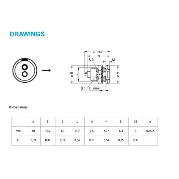 Lemo ECG 00 Socket Rear Panel Fixed Receptacle ECG.00.302.CLL