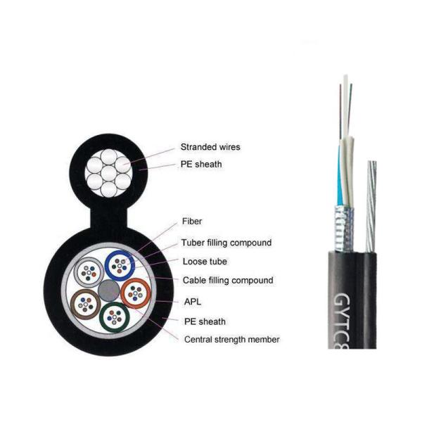 12 Core GYTC8A Aerial Multimode Fiber Optic Cable Self Supporting