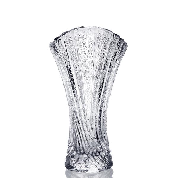 Custom Design Twist Shape Fashion Engraved Exquisite Glass Vase with Pattern Decorative