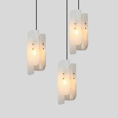 Natural Marble Chandelier Light Luxury Restaurant Bedroom Ceiling Hanging Light