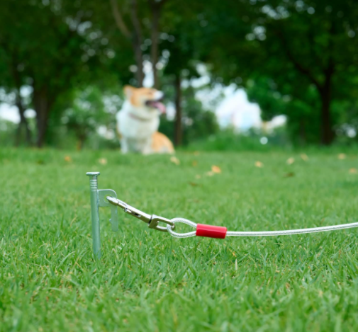 Reflective 20 Foot Heavy Duty Dog Tie Out Cable with Easy Installation for Dogs up to 100 Pounds