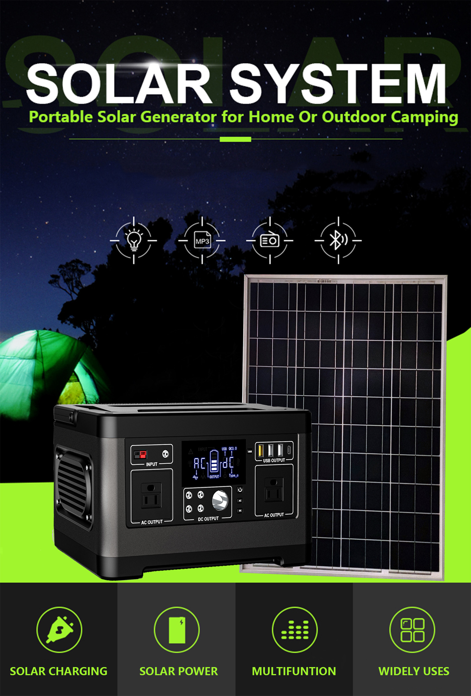 портативные наборы станции солнечной энергии 500W с на поручать микро- инвертор
