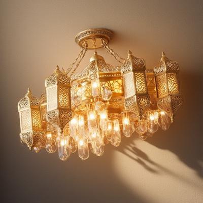 Vintage Copper Chandelier with Dimmable E27 E14 Lights