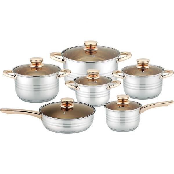 Hot Sale Color Cookware Non Stick Cookware Sets 12pcs Stainless Steel Cooking Pot