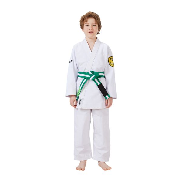 White 350gsm Pearl Weave BJJ Gi 100% Cotton Breathable Brazilian Jiu Jitsu Uniform For Kids