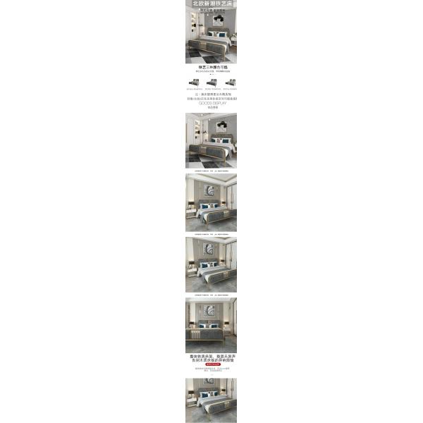 Sophisticated Tufted Metal Bedroom Furniture Set with Display Stand and Bunk Bed