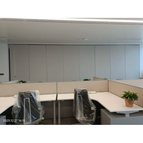 Class A Fire Rating Movable Partition Wall Featuring Telescopic Sleeve Panel Last Panel Closure and Customer Decided Door Within Door Options for Office
