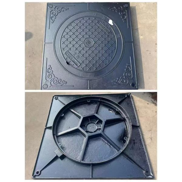 Tapa de registro de hierro dúctil con marco cuadrado de 700*800mm y tapa redonda C250 D400 BS EN124