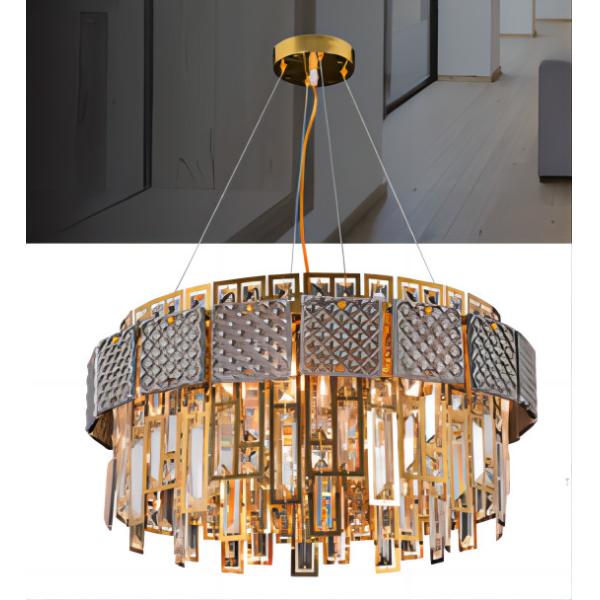 Металлический покрытый золотом и кристаллическим дымным стеклом кристаллический входный люстра CE ROHS