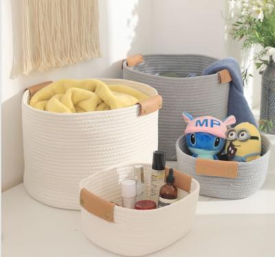OEM Home Center Decoration Easter Woven Big Blue Cotton Rope Baby Storage Organizer Empty Toys Gifts Clothes Laundry Bas