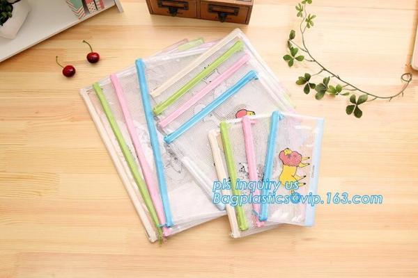 Customize Mesh PVC Pencil Bag A4 Travel Passport Pouch, Plastic k document file bag